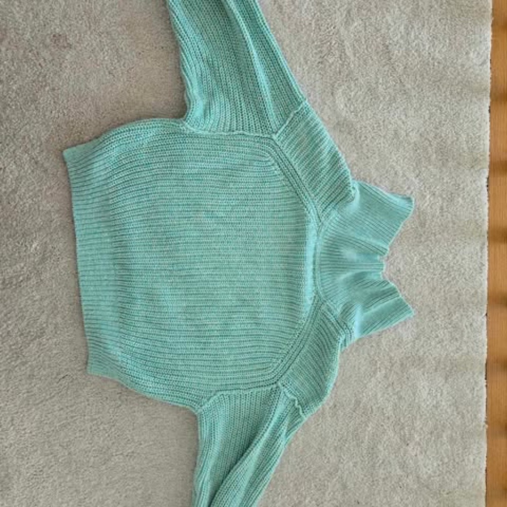 Free people turquoise cotton sweater XS - Picture 3 of 6